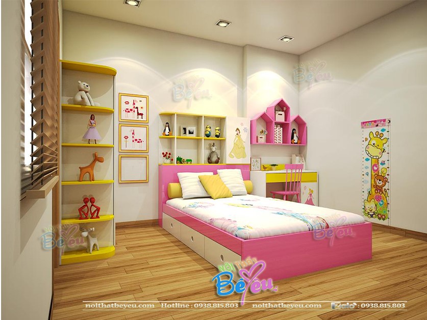 Phòng ngủ công chúa màu hồng cho bé gái nothatbeyeu.com 0938815803