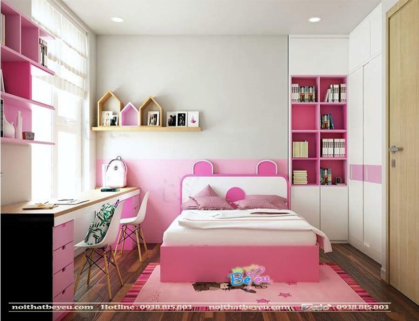 Trang trí decor Phòng ngủ bé gái màu hồng đẹp sang trọng và cute