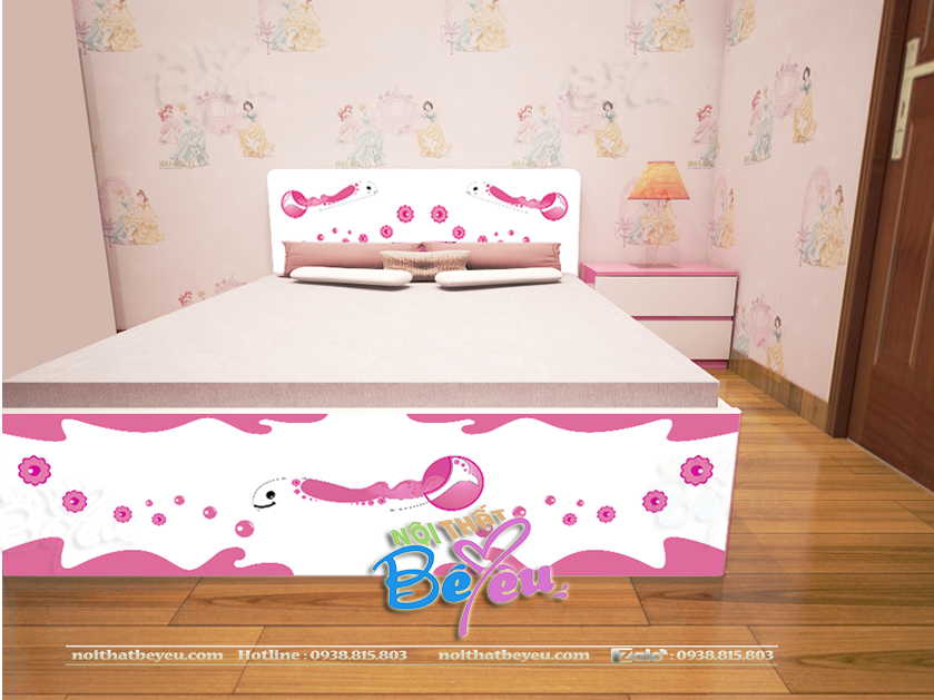 Phòng ngủ màu hồng dành cho bé gái đẹp -noithatbeyeu.com 2