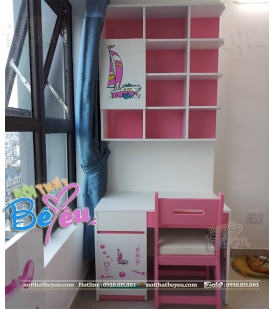 Phòng ngủ màu hồng dành cho bé gái đẹp -noithatbeyeu.com 4