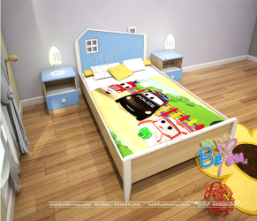 Giường Ngủ Trẻ Em Màu Xanh Hình Mái Nhà