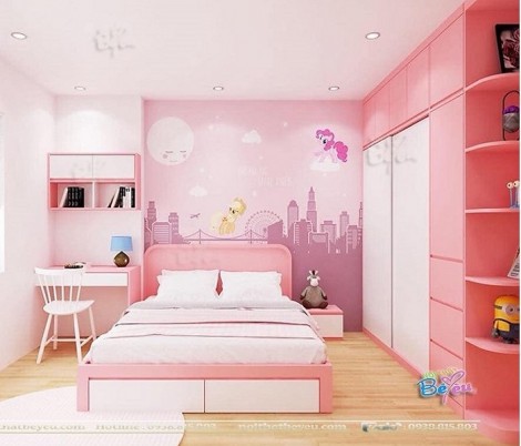 Phòng ngủ cho bé Gái Màu hồng 8 đến 15 Tuổi